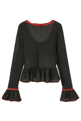 Doll Face Black Pointelle Babydoll Top