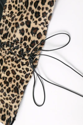 Ren Faire Fuzzy Leopard Print Vest