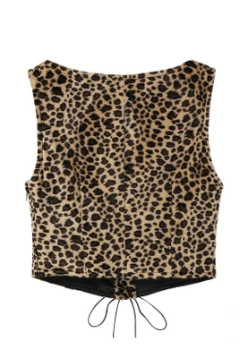 Ren Faire Fuzzy Leopard Print Vest