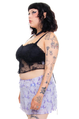 Priscilla Lavender Floral Low-Rise Mini Skirt
