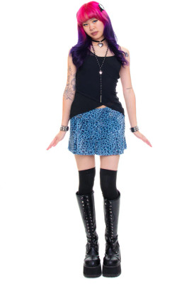 Priscilla Blue Leopard Print Low-Rise Mini Skirt