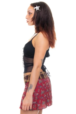Priscilla Patchwork Low-Rise Mini Skirt
