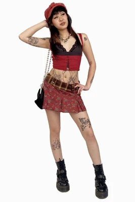 Priscilla Patchwork Low-Rise Mini Skirt