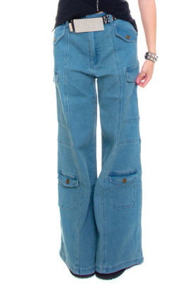 Reggie Blue Denim Cargo Baggies