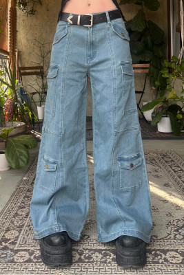 Reggie Blue Denim Cargo Baggies