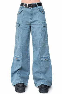 Reggie Blue Denim Cargo Baggies