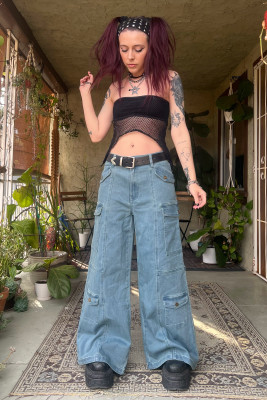 Reggie Blue Denim Cargo Baggies