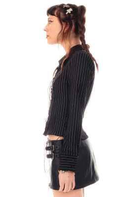 Libby Pinstripe Corset-Lace Shirt