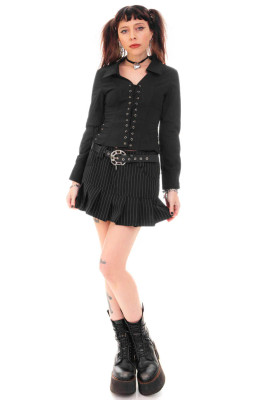 Libby Black Corset-Lace Shirt