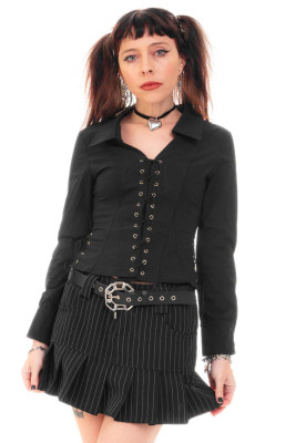 Libby Black Corset-Lace Shirt