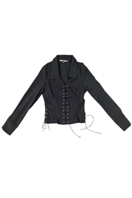 Libby Black Corset-Lace Shirt