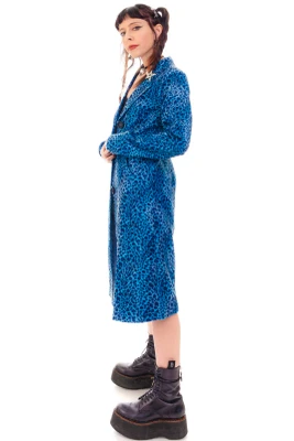 Mazzy Blue Cheetah Longline Jacket