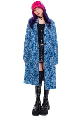 Mazzy Blue Cheetah Longline Jacket