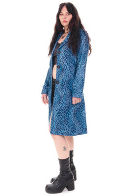 Mazzy Blue Cheetah Longline Jacket
