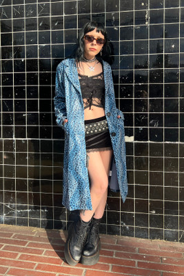 Mazzy Blue Cheetah Longline Jacket
