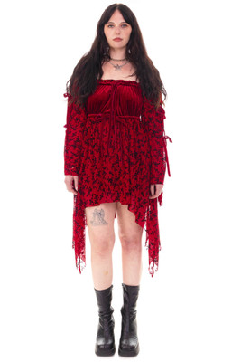 Desdemona Red Velvet Mix Dress