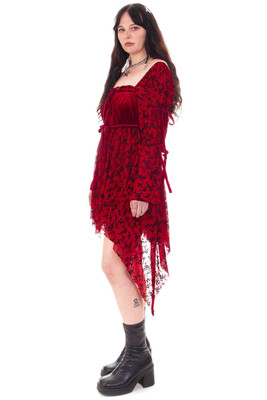 Desdemona Red Velvet Mix Dress