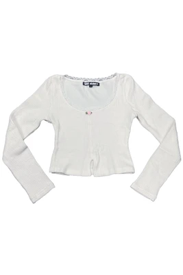 Rosa White Lace-Trimmed Thermal Long-Sleever
