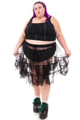 Louisa May Sheer Black Ruffle Skirt