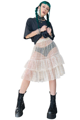 Louisa May Sheer Floral Ruffle Skirt
