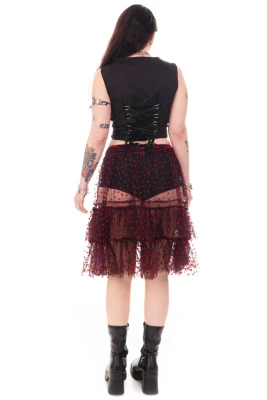Louisa May Sheer Heart Ruffle Skirt