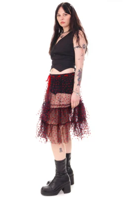 Louisa May Sheer Heart Ruffle Skirt
