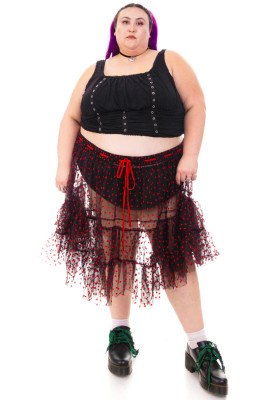 Louisa May Sheer Heart Ruffle Skirt