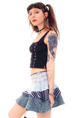 Annika Blue Tiered Mini Skirt