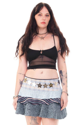 Annika Blue Tiered Mini Skirt