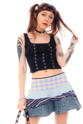 Annika Blue Tiered Mini Skirt