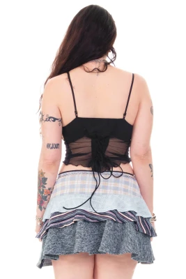 Annika Blue Tiered Mini Skirt