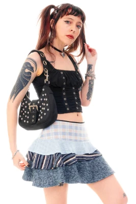 Annika Blue Tiered Mini Skirt