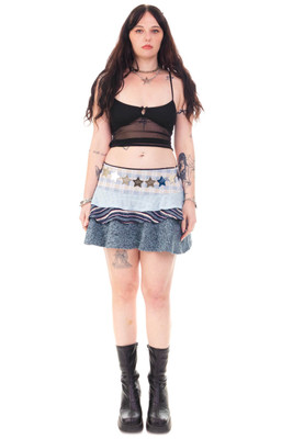 Annika Blue Tiered Mini Skirt