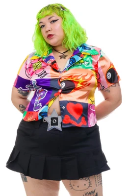 Twiggy Scrappy Retro Button Up Shirt