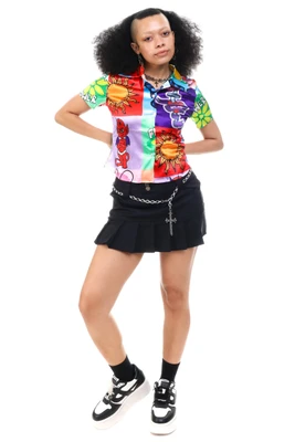 Twiggy Scrappy Retro Button Up Shirt