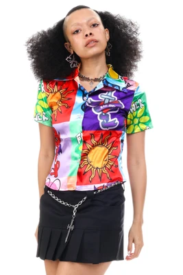 Twiggy Scrappy Retro Button Up Shirt