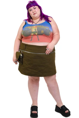 Max Olive Utility Mini Skirt