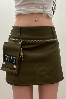 Max Olive Utility Mini Skirt