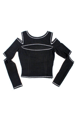 TUNNEL VISION SECONDHAND (GRADE A) Leeloo Black Cut-Out Thermal Long-Sleever