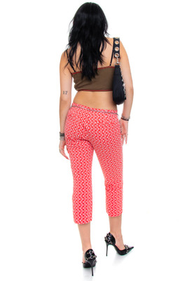 Vintage 90's Retro Red Grid Print Capris - S/M