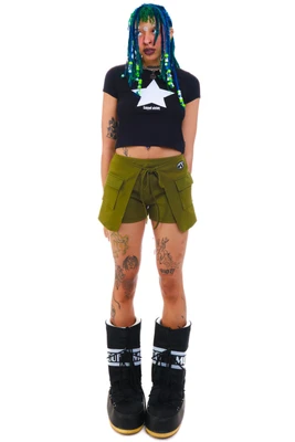 TUNNEL VISION SECONDHAND - Lola Olive Utility Skort, SIZE XS