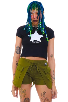 TUNNEL VISION SECONDHAND - Lola Olive Utility Skort, SIZE XS