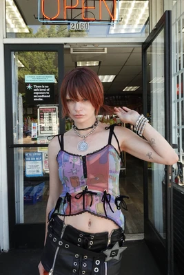 TUNNEL VISION SECONDHAND - Gwendolyn Printed Tie-Up Camisole,  Size S