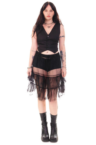 Louisa May Sheer Black Ruffle Skirt