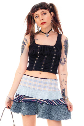 Annika Blue Tiered Mini Skirt