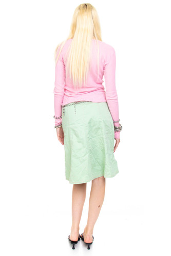 Vintage Y2K Mint Flower Stitched Skirt - S