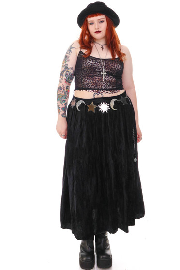Vintage 90's Black Velvet Maxi Skirt 4