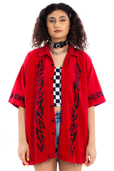 Vintage Y2K Tattoo Button-Up