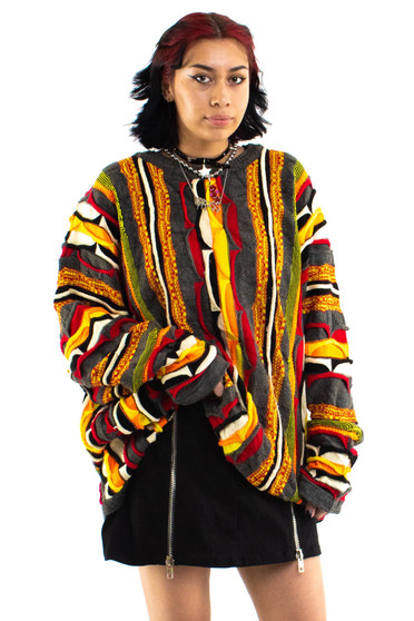 Vintage 90's Crazy Striped Sweater