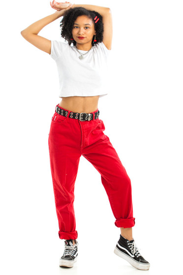 Vintage 90's Bongo Red Rose Mom Jeans